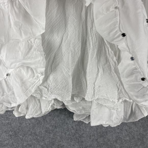Kaktus Tiered Maxi Skirt Womens Small White Embellished Boho Cottage Gypsy Fairy - Picture 5 of 16